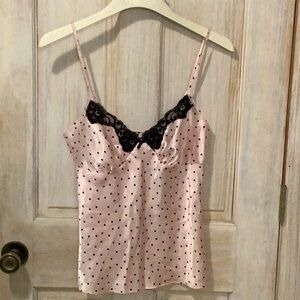 Gilligan & O'Malley Pink Camisole with Black Dots and Lace 2 pc set